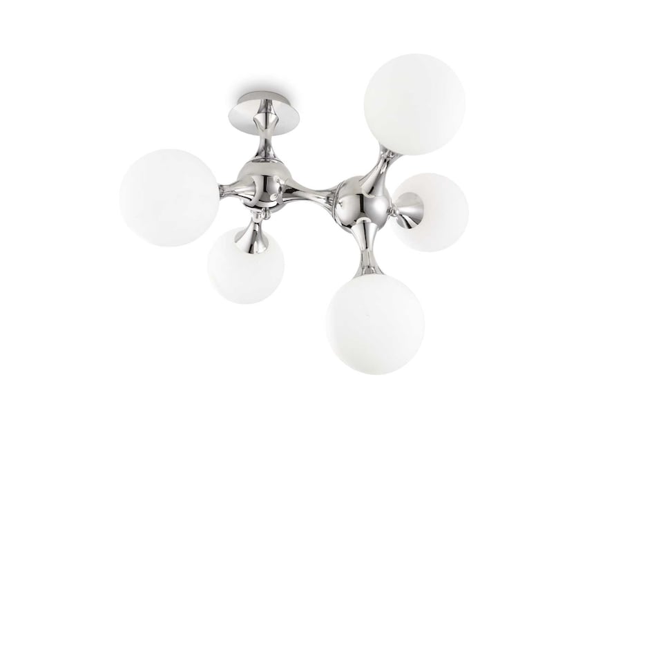 Nodi Bianco 5 Light Molecular Ceiling Flush Light Chrome, E14