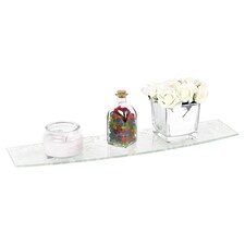 Large Bowed Floating Glass Wall Shelves Damask Floral Design with Clip Supports | White | White Design