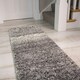 image 2 of KUKOON Black Grey Striped Mottled Shaggy Long Runner Rug 60cm x 240cm Black