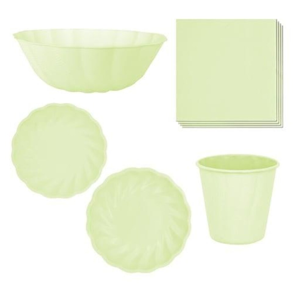 Pastel Green Round Vert Decor Compostable 6 Person Party Pack