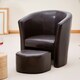 image 2 of Halewood Faux Leather Tub Chair with Integrated Stool - Brown