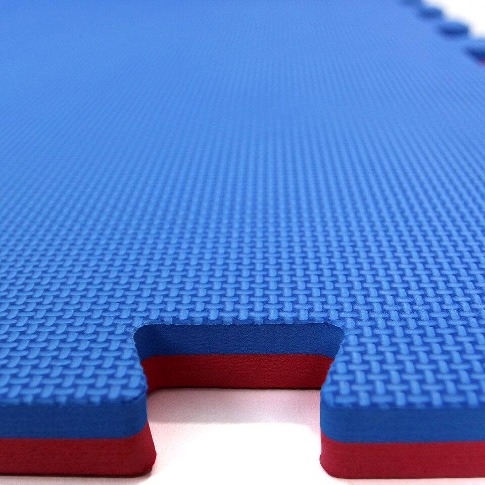 image 1 of Interlocking Foam Exercise Mat – Red/Blue Reversible – 1m x 1m – 20mm Thickness