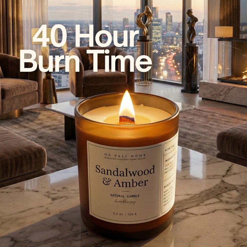 image 1 of Na Pali Handcrafted Candle | Aromatherapy | SANDALWOOD & AMBER