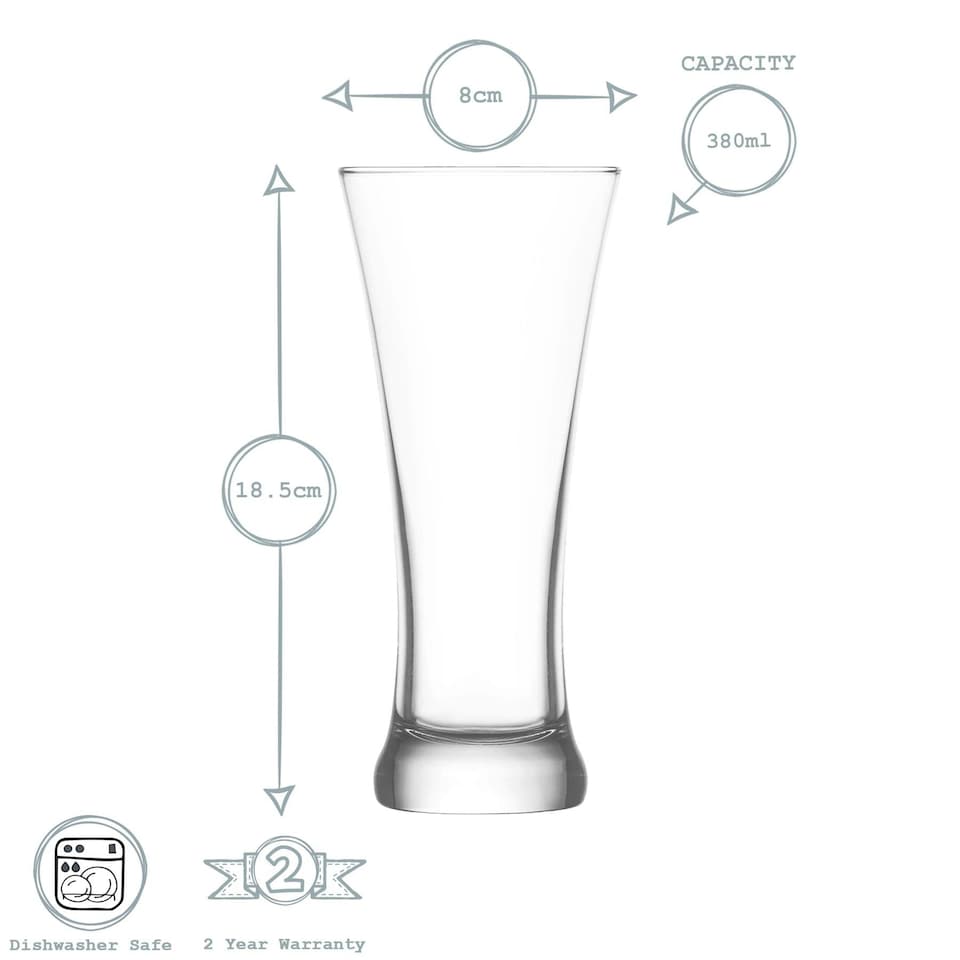 image 1 of LAV Sorgum Pilsner Beer Glasses - 380ml - Clear - Pack of 6 Clear