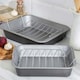 image 4 of 36cm Non-Stick Stainless Steel Curved Roasting Rack & Tray for Ovens Silver