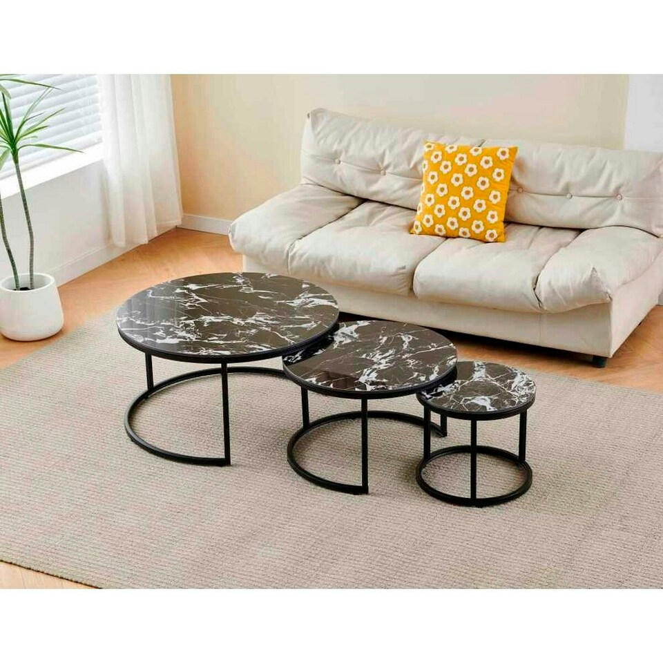 image 1 of Small Side Table Home ESPRIT Black 80 x 80 x 1 cm N/A