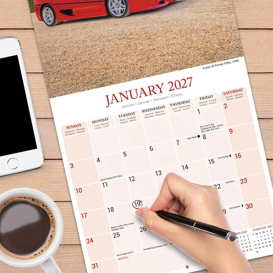image 1 of Classic Sports Cars Calendar 2027, Wall Calendars, Month To View, Transport, Gift