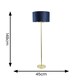 image 4 of ValueLights Charlie Gold Floor Lamp Navy Velvet & Gold Shade & Bulb | Blue