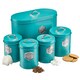 image 3 of Cooks Professional 5-Piece Kitchen Storage Set | Tea Coffee Sugar Bread & Biscuit Cannisters | Teal & Silver