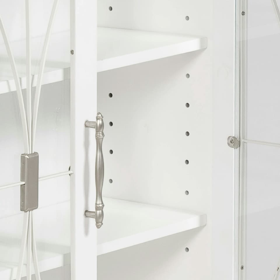 image 1 of Teamson Home Wooden Bathroom Wall Cabinet White With 2 Glass Doors