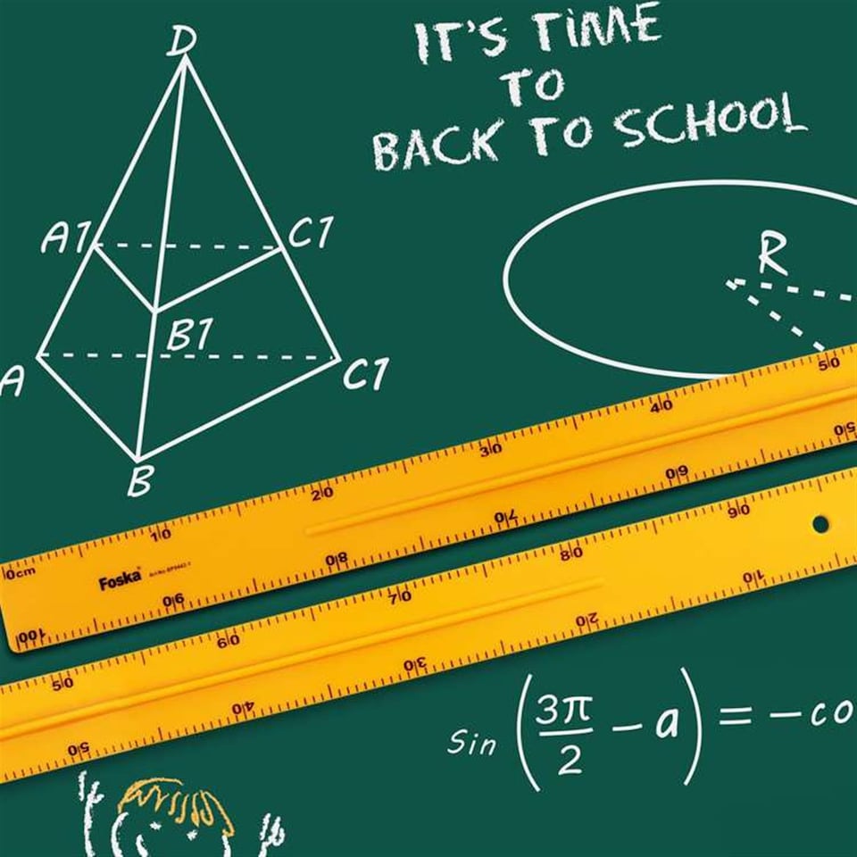 image 1 of Non-Magnetic Classroom 100cm Plastic Ruler