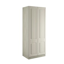 Classic Square Panel Taupe Grey Double Wardrobe with Single Rail & Shelves Grey