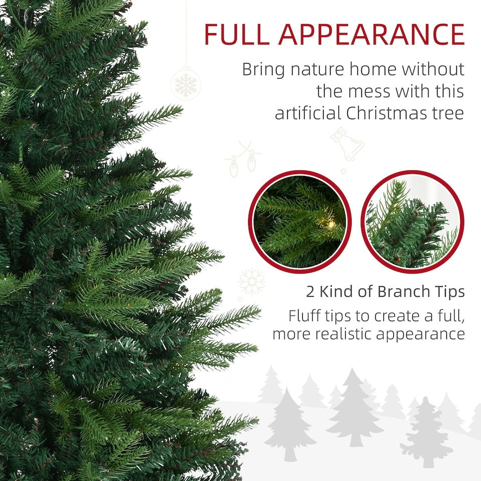 image 1 of HOMCOM 4FT Christmas Tree Spruce Entrance Décor W/ Clear LED Lights Vase Base