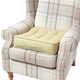 image 1 of Homescapes Sage Green Cotton Armchair Booster Cushion Green