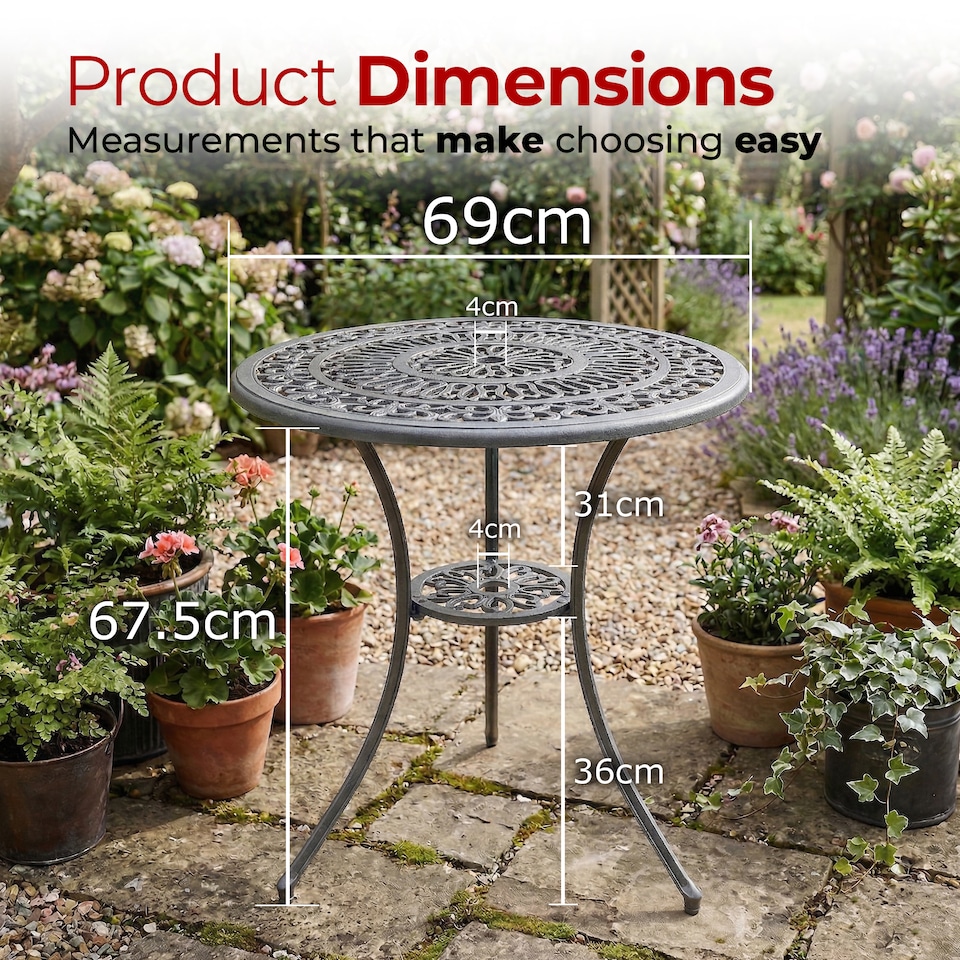 image 1 of Centurion Supports POSITANO Garden and Patio Grey Cast Aluminium Bistro Table | Grey | Grey