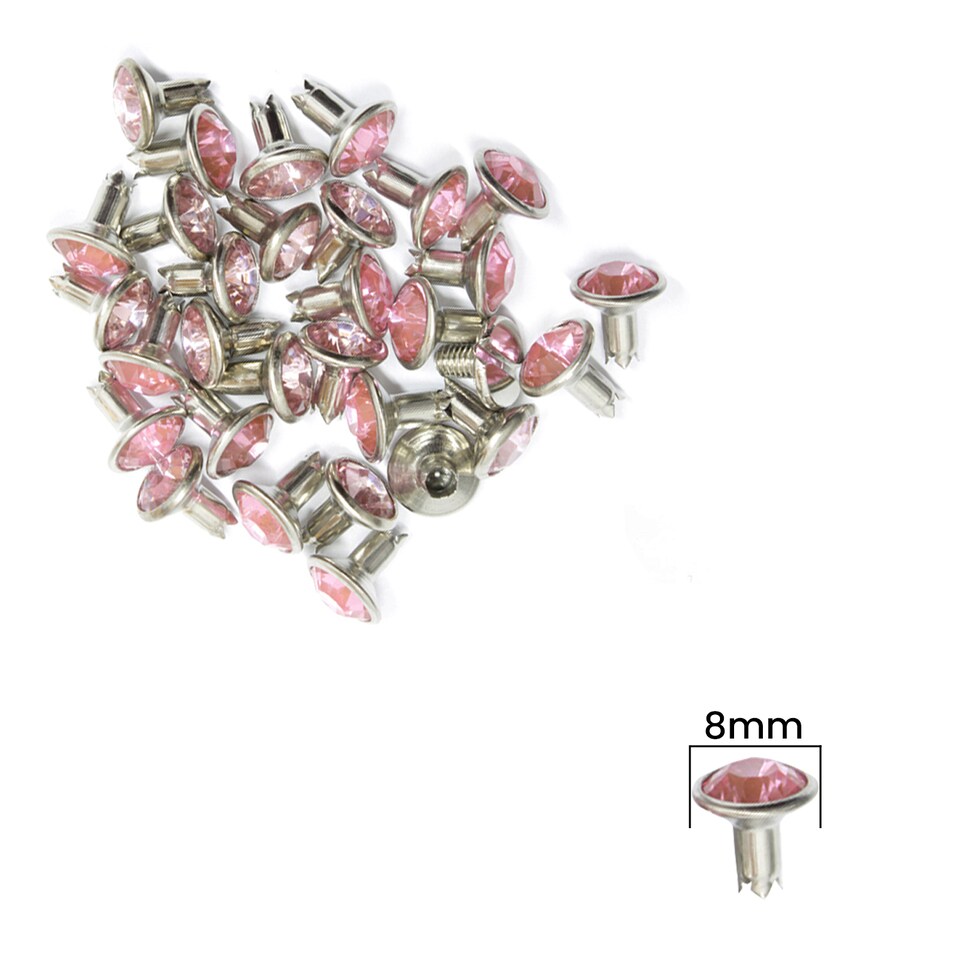 image 1 of 8mm Diamante Acrylic Rhinestone Studs with Pins - Pack of 10