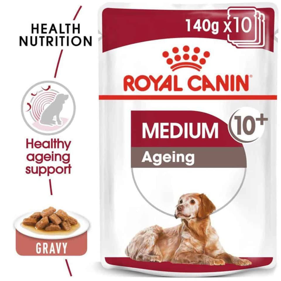 image 1 of Royal Canin Medium Ageing Over 10 Years Senior in Gravy Wet Dog Food - 10 x 140 g (1 kg)