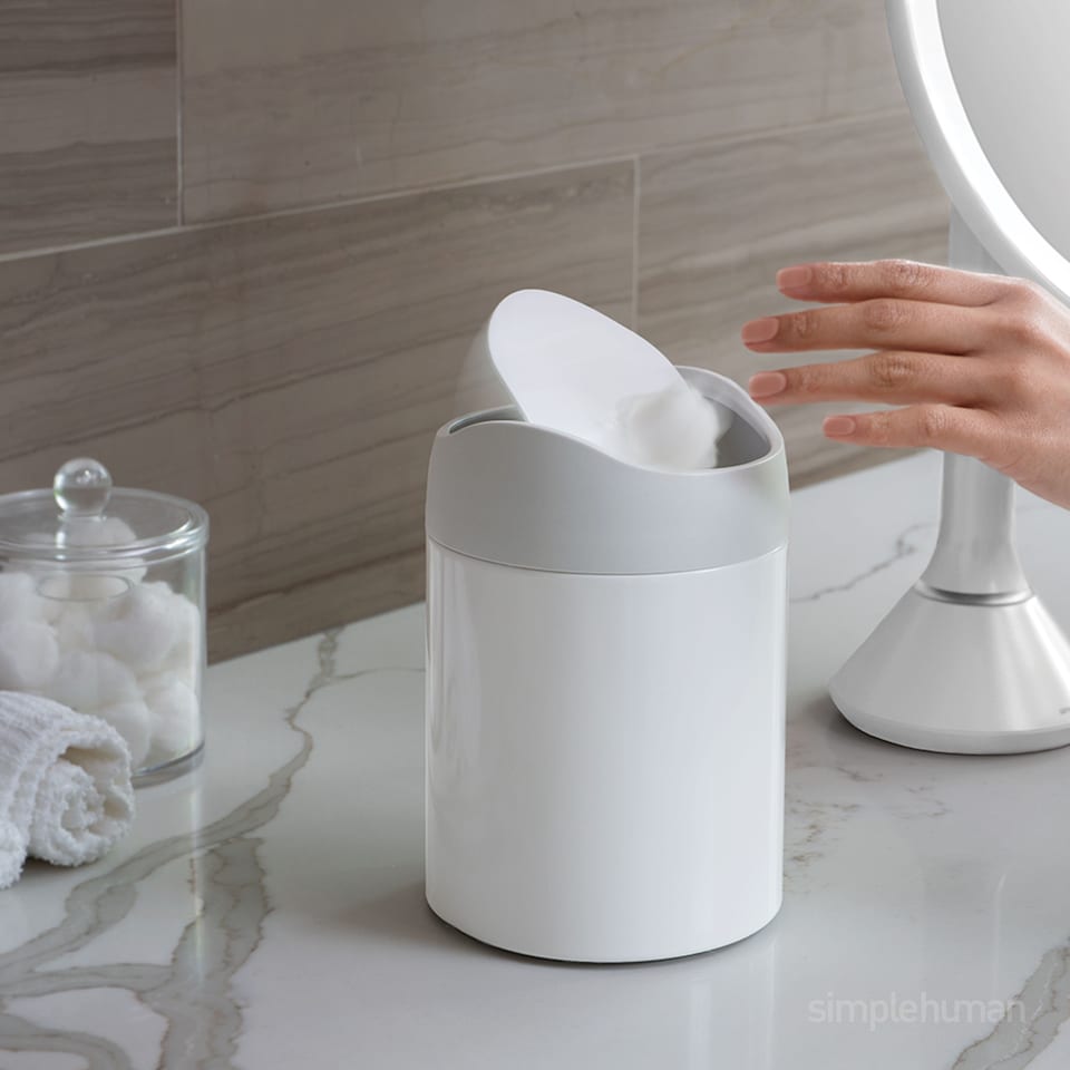 image 1 of Simplehuman 1.5L Mini Bin, White Steel