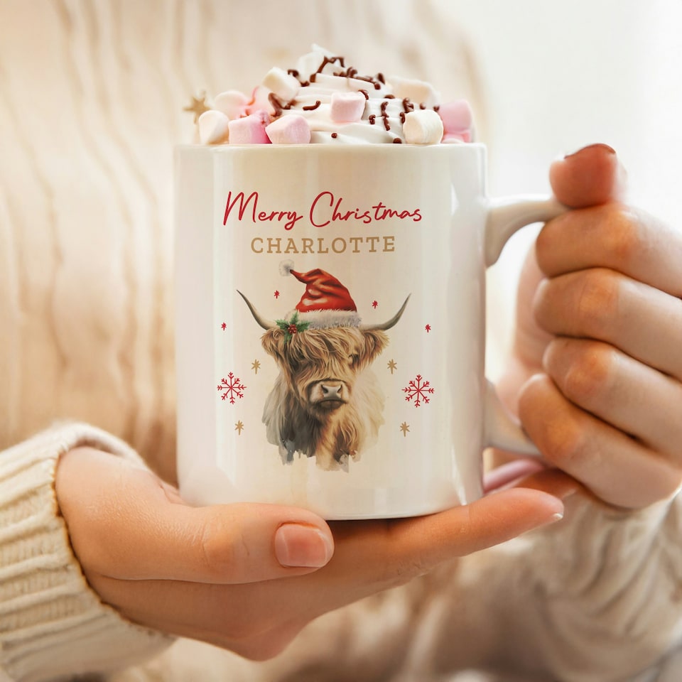 image 1 of Personalised Highland Cow Christmas Mug
