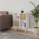 image 3 of White 4-Cube Storage Unit with 2 Wooden Doors and Legs | Brown | Oak & Pine | 1