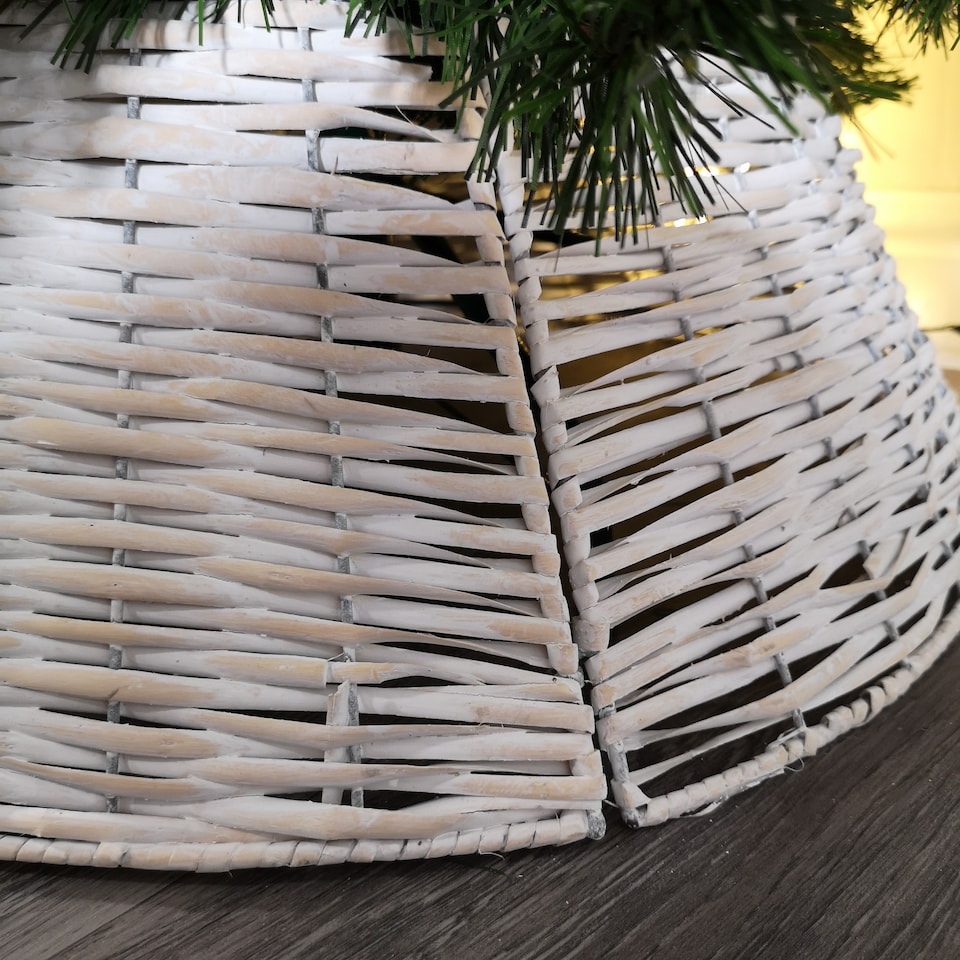 image 1 of 48/70cm Samuel Alexander KD Willow Christmas Tree Skirt Wicker Rattan- Large White Wash