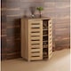image 2 of Oslo 2 Door Wooden Shoe Storage Cabinet Rack Stand Cupboard Slatted Doors | Brown