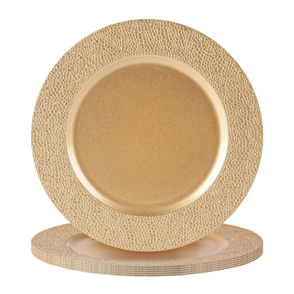 image 1 of Argon Tableware Hammered Charger Plates - 33cm - Gold - Pack of 6 Grey