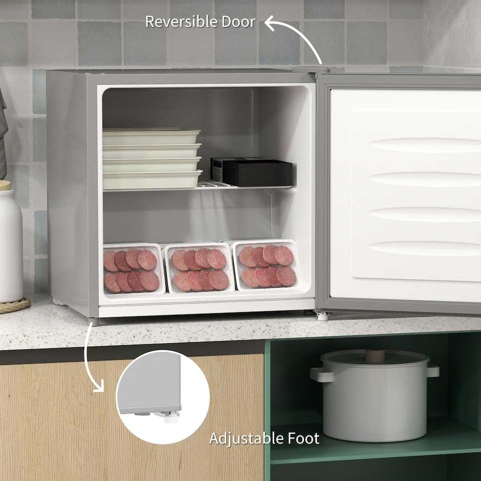 image 1 of HOMCOM 35L Tabletop Freezer with Adjustable Temperature Wire Shelf Grey
