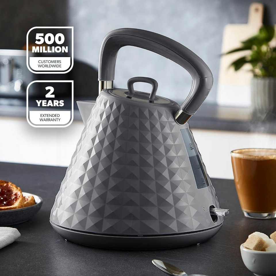image 1 of GEEPAS .5L Cordless Electric Kettle 3000W Traditional Pyramid Kettle | Grey