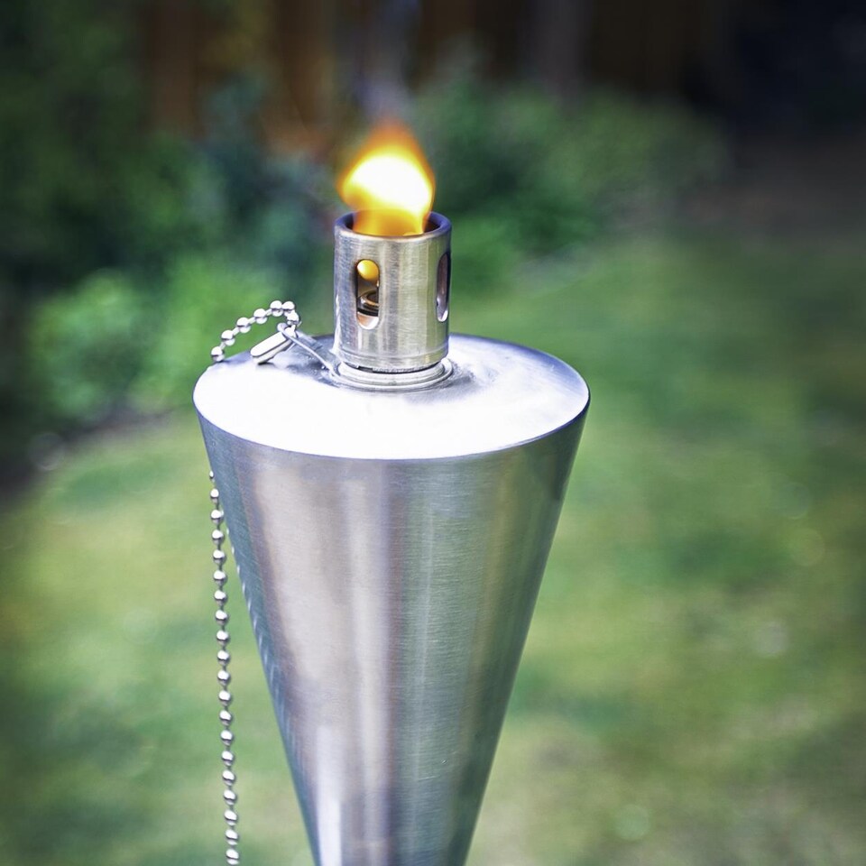 image 1 of Harbour Housewares Metal Garden Torches - Barrel - Silver - Pack of 12
