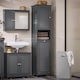 image 4 of SoBuy BZR124-DG,Tall Bathroom Storage Cabinet with Laundry Basket | Grey | Grey | 1