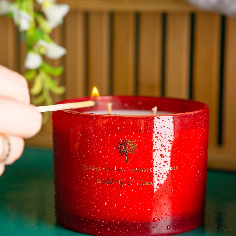 image 1 of Nicola Spring Soy Wax Scented Candle - 350g - Wild Fig & Cassis | Red | Red