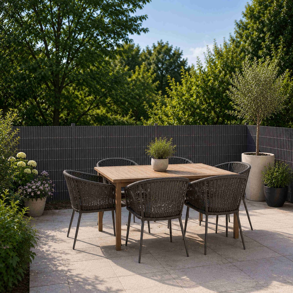 image 1 of 1m x 3m Grey PVC Outdoor Garden Fencing Privacy Screen Roll | Grey | 1