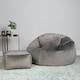 image 4 of icon Aurora Classic Velvet Bean Bag Chair & Pouffe Charcoal Grey Bean Bag Chair Grey
