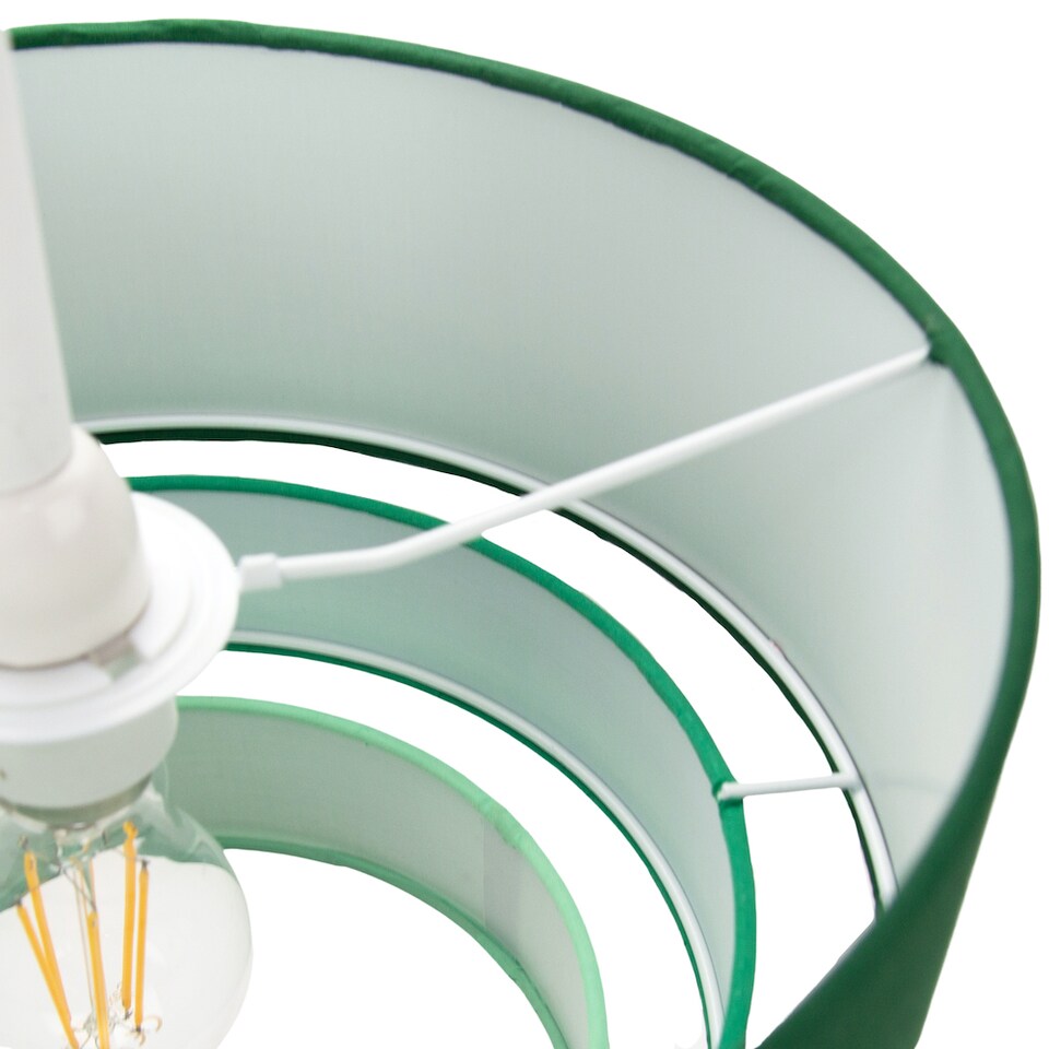 image 1 of Contemporary Round Triple Tier Forest Green Cotton Fabric Pendant Light Shade | Green