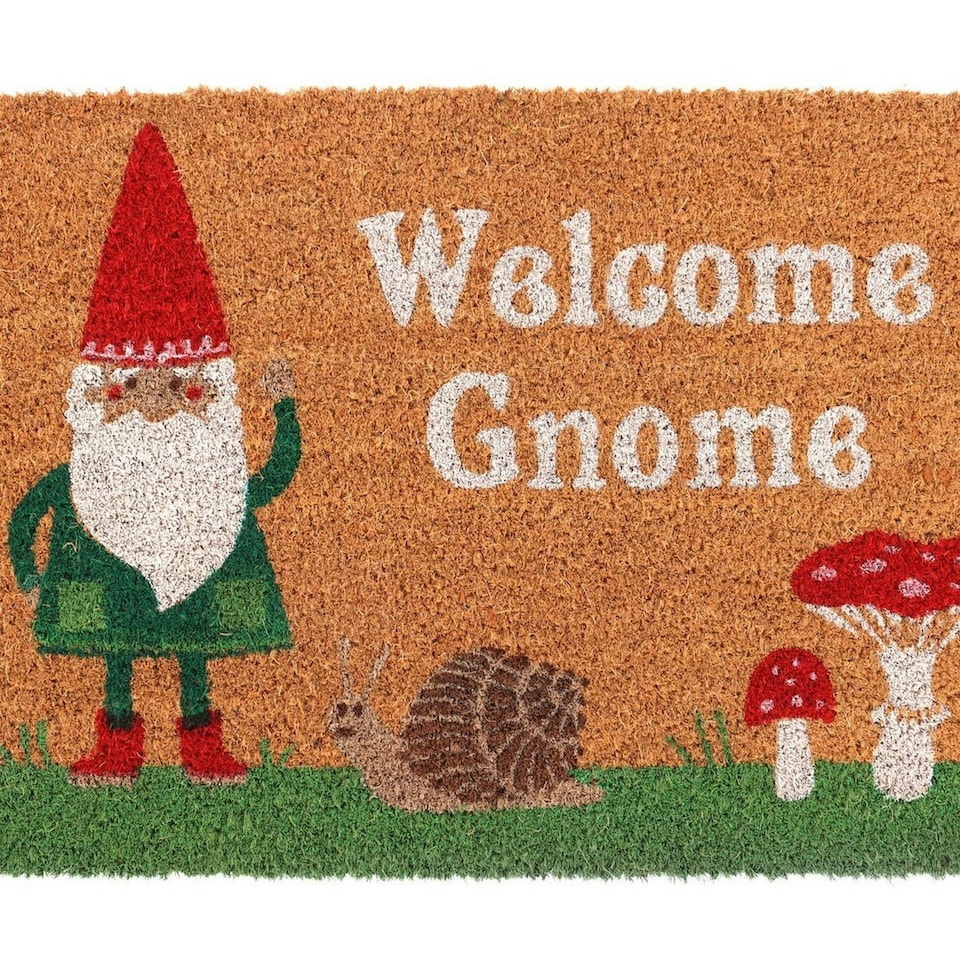 image 1 of Something Different Welcome Gnome Door Mat - Natural/Red/Green - One Size