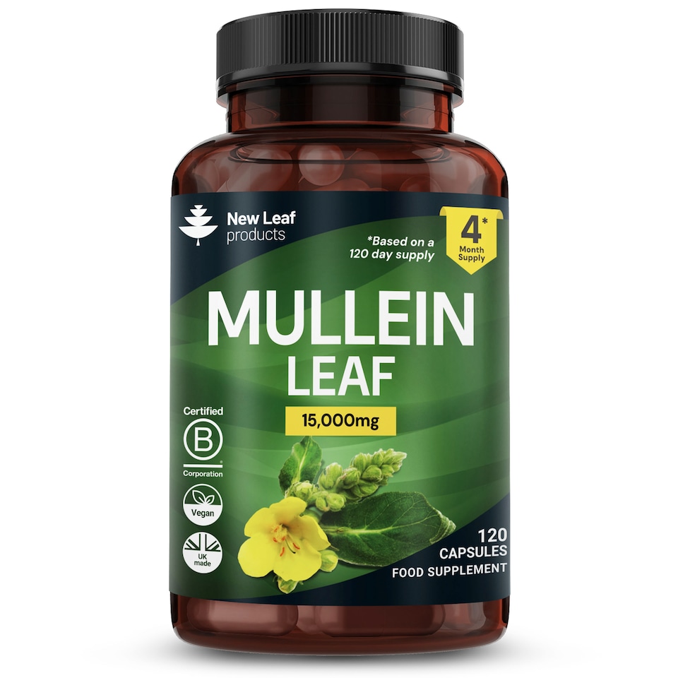 image 1 of Mullein Leaf Capsules - High Strength 15,000mg Per Serving, 120 Capsules