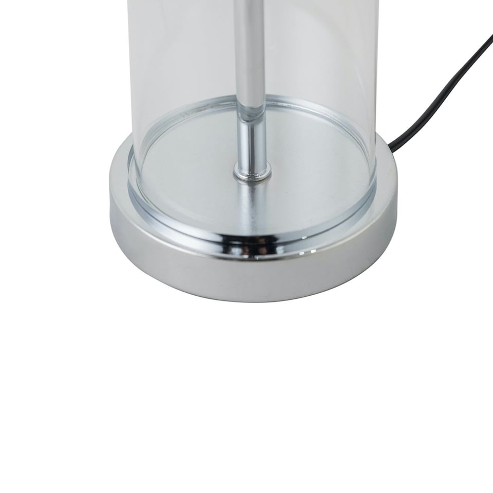 image 1 of Aura - Chrome with Glass Column Table Lamp Base Chrome | Clear