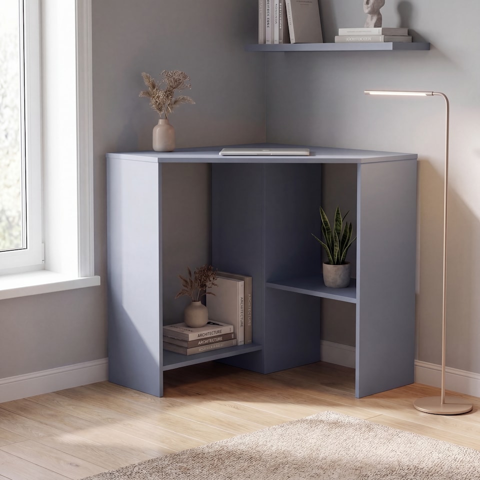 image 1 of Vida Designs Hetton Corner Computer Desk 2 Shelf Home Office Workstation