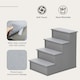 image 3 of PawHut 4 Step Wooden Dog Steps Pet Stairs Cat Ladder for Bed Couch, Grey