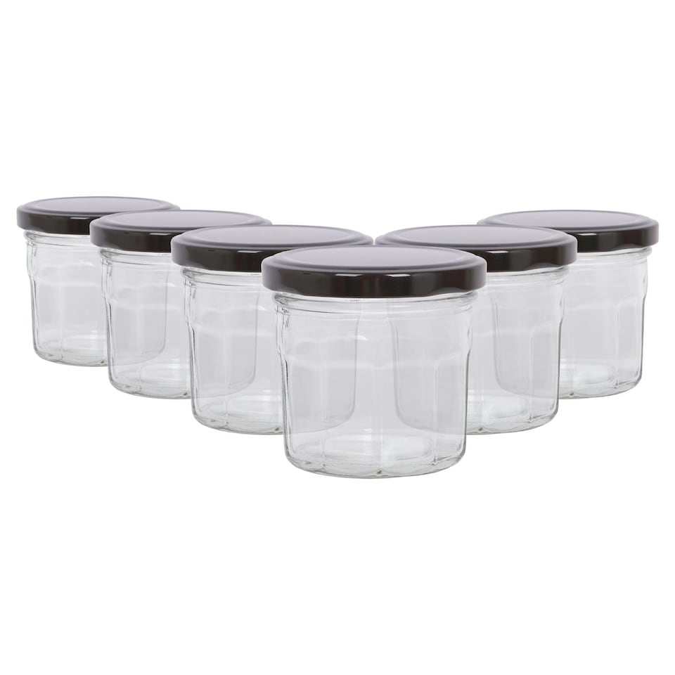 image 1 of Argon Tableware Glass Jam Jars with Lids - 130ml - Pack of 6