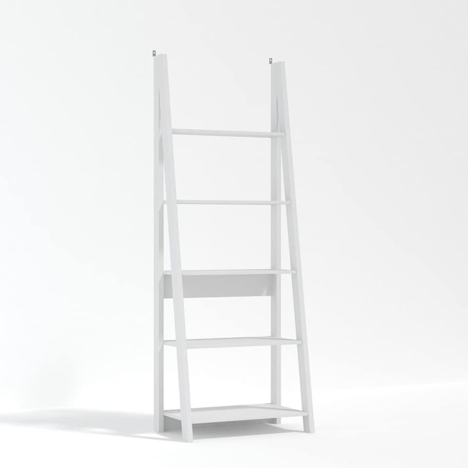 image 1 of Tiva Ladder Bookcase - MDF - L38.6 x W64 x H175.4 cm - White White