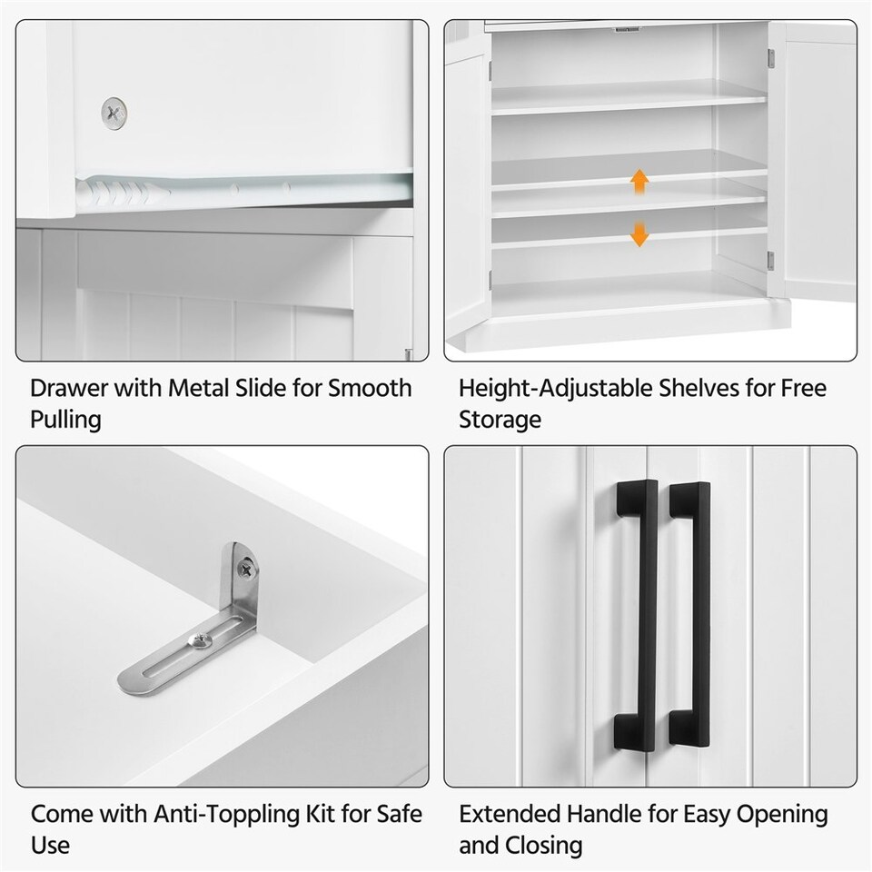 image 1 of Yaheetech Tall Pantry Cupboard with Doors and Adjustable Shelves White