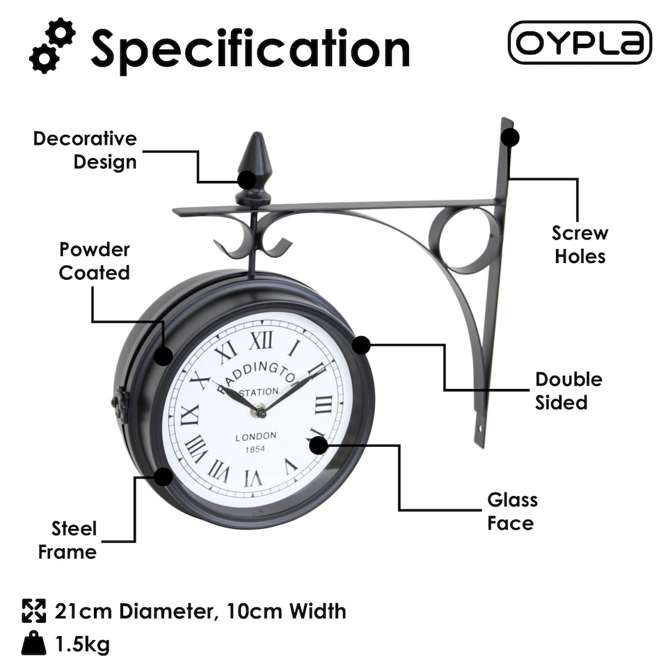image 1 of Double Sided Paddington Station Outdoor Garden Wall Clock