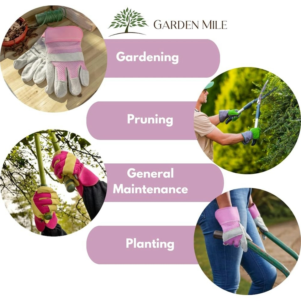 image 1 of Marco Paul Pink Leather Gardening Gloves Pink