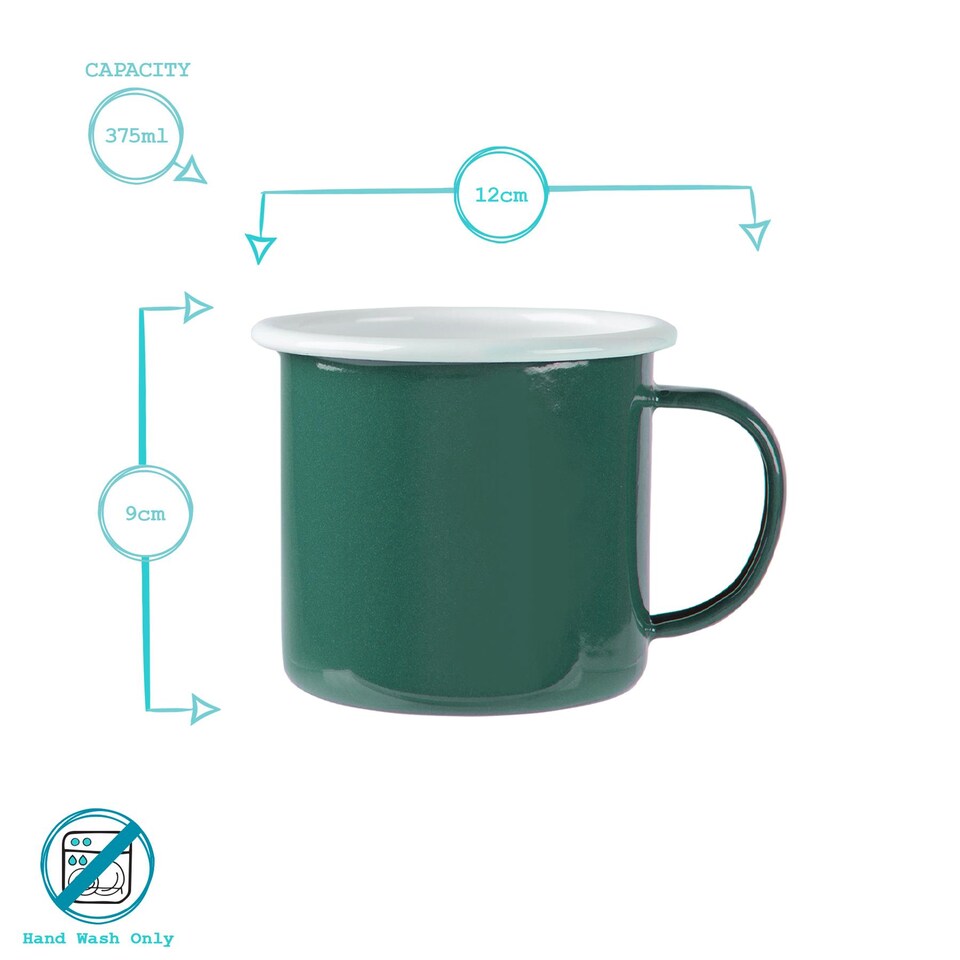 image 1 of Argon Tableware Coloured Enamel Mugs - 375ml - Green - Pack of 6 | Green | Green