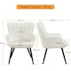 image 3 of Yaheetech Modern Pleated Curved Back Lamb hair Accent Chair White | Ivory