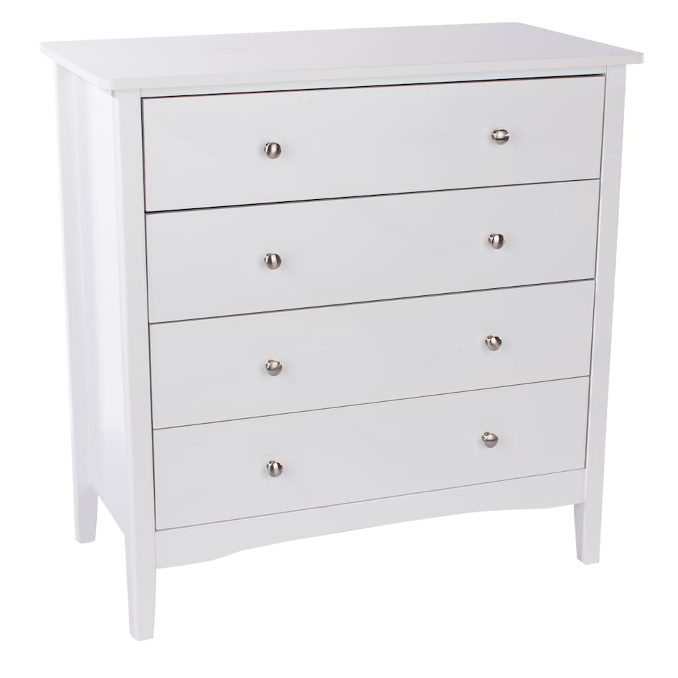 image 1 of Como 4 Drawer Chest of Drawers - Shaker Style Bedroom Storage Cabinet with Compact Design | White | White | 1