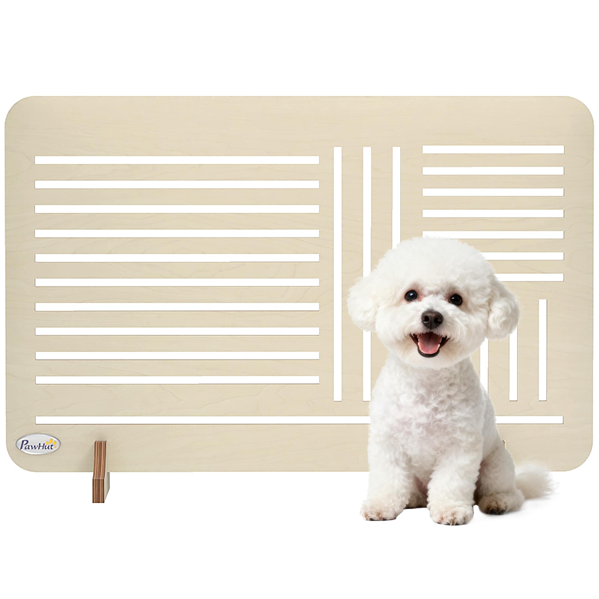 PawHut Freestanding Pet Gate for Small Dogs, 75 x 53 cm, Natural