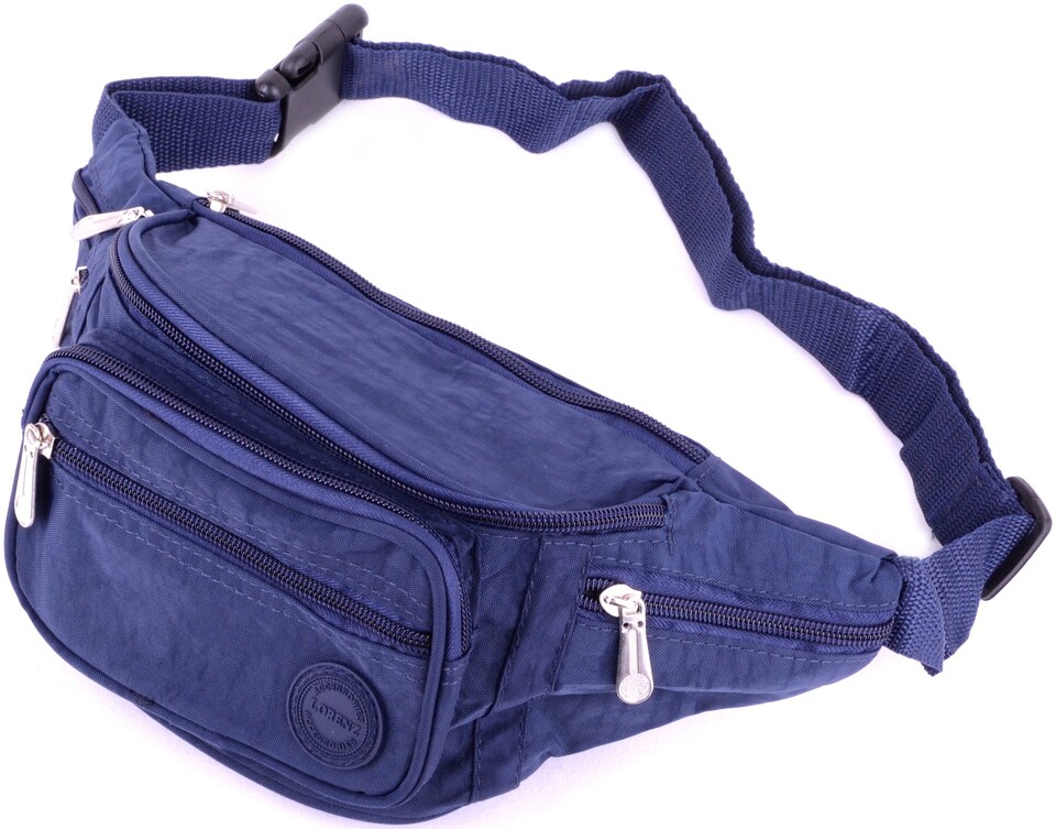 image 1 of Lorenz Crinkled Nylon Bum Bag / Waist Bag / Money Holder | Blue | Navy